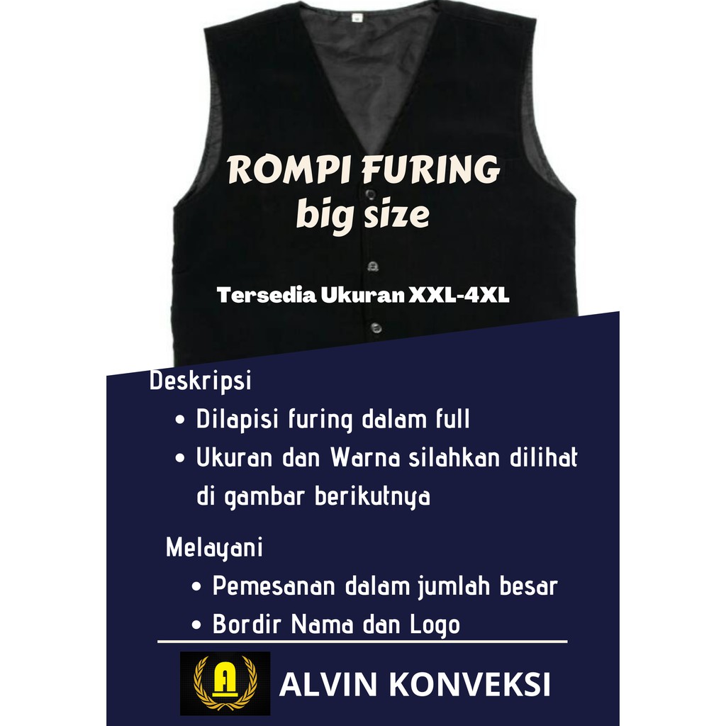 Jual Rompi Furing Waiter Pelayan Recepcionist Hotel Karyawan XXL-4XL ...