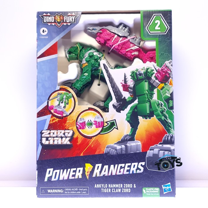 Power Rangers Dino Fury Ankylo Hammer and Tiger Claw Zord Toy for Kids from 4 Years Zord Link Connections