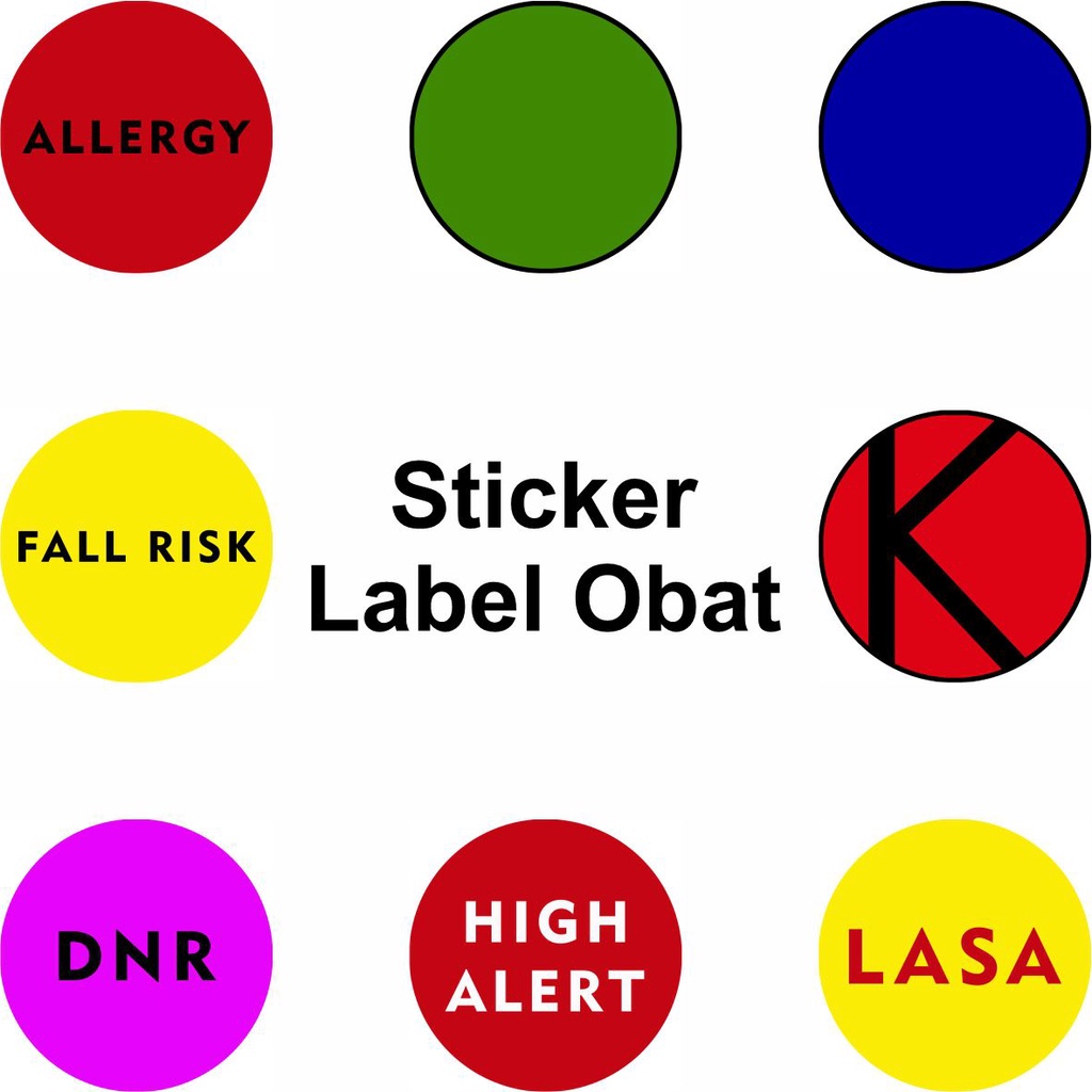 Jual Stiker Label Rumah Sakit / Pasien Apotik / Apotek / High Alert / Lasa / Penanda Obat Warna