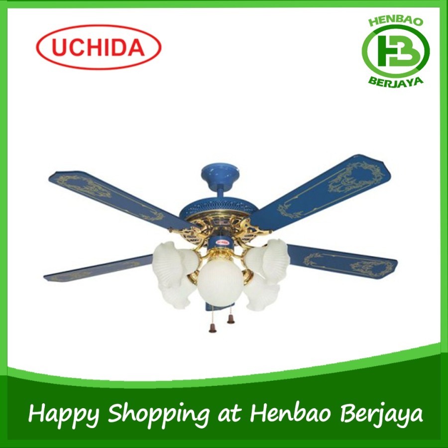 Jual Uchida Ceiling Fan 52 Inch Biru 5 Lampu Cf114 Kipas Angin Plafon Kayu Shopee Indonesia 9063