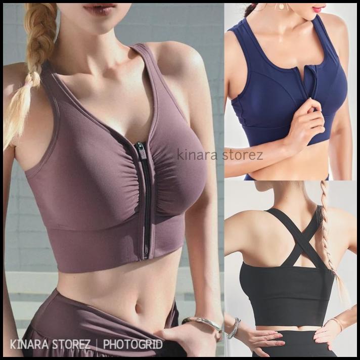 Jual Bra Sport Zipper Tali Silang Olahraga Senam Gym Olahraga Senam Shopee Indonesia