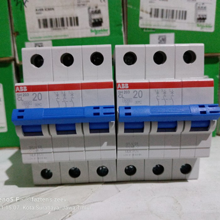 Jual MCB PLN 3P 20A ABB ORIGINAL | Shopee Indonesia