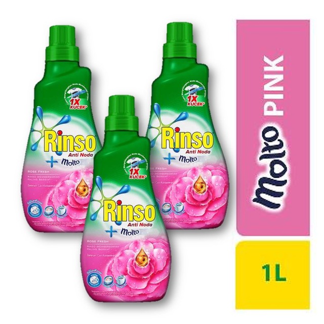 Jual Rinso Molto Deterjen Cair Pink 1 Liter Multi Pack - Perlindungan ...