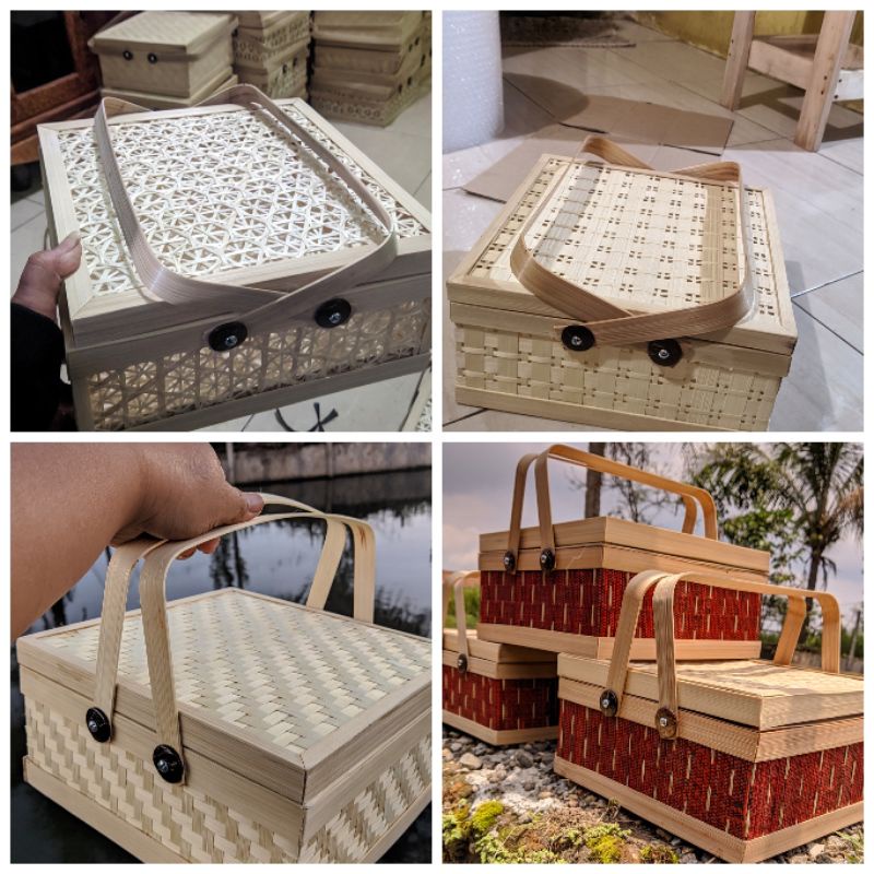 Jual hampers/rantang keranjang bambu kotak/parcel lebaran | Shopee ...