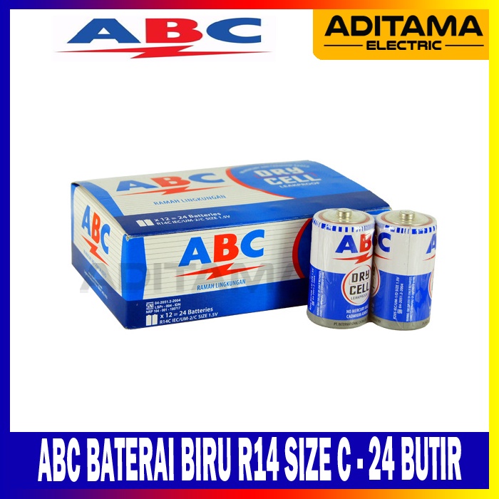 Jual HARGA PER BOX BATERAI ABC BIRU TANGGUNG R14 SIZE C ISI 24PCS ...