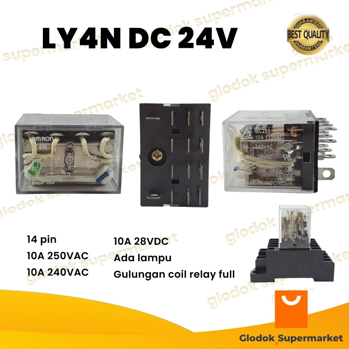 Jual Relay LY4N DC 24V 14 pin Riley 24 Volt 14p 10a | Shopee Indonesia