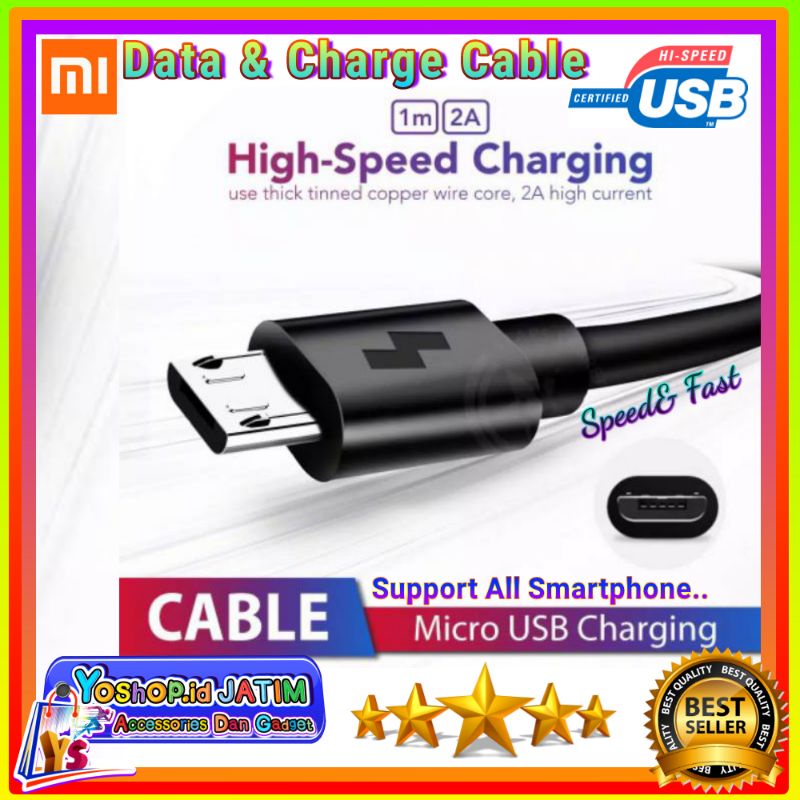 Jual Kabel Data Xiaomi A Micro Usb Original Bawaan Pabrik Fast Charging Logo Petir Shopee