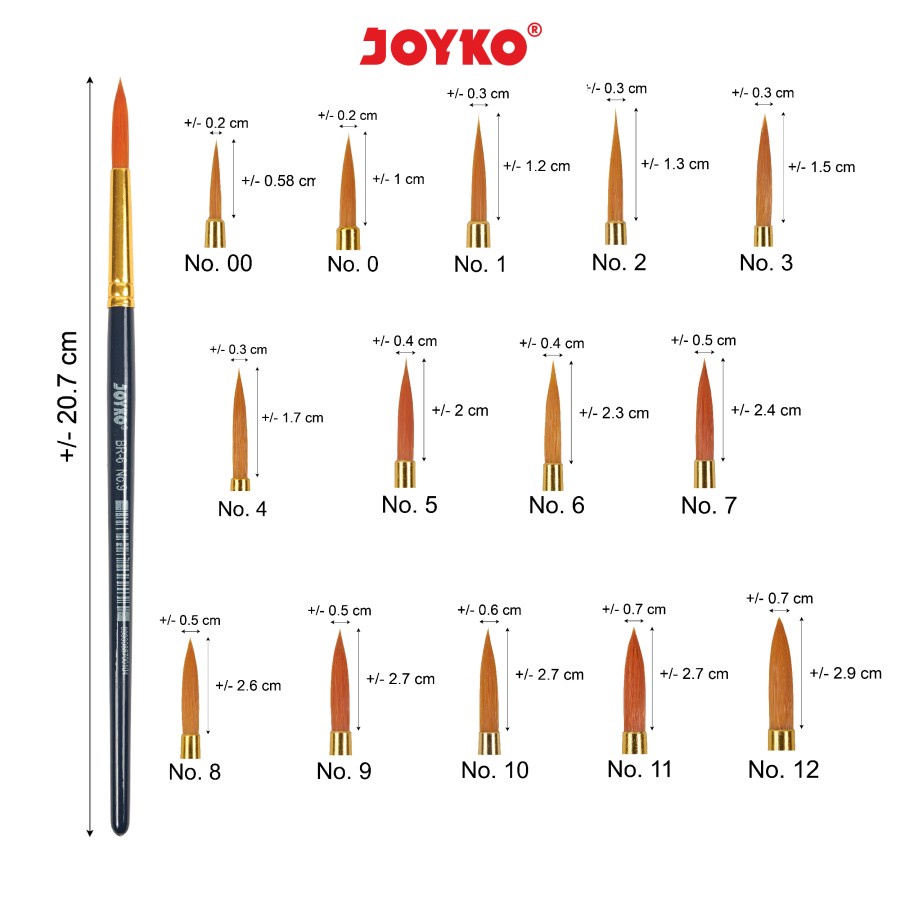 Jual KUAS RUNCING JOYKO BR-6 No.00 - No.12 | ROUND NYLON BRUSH | KUAS ...