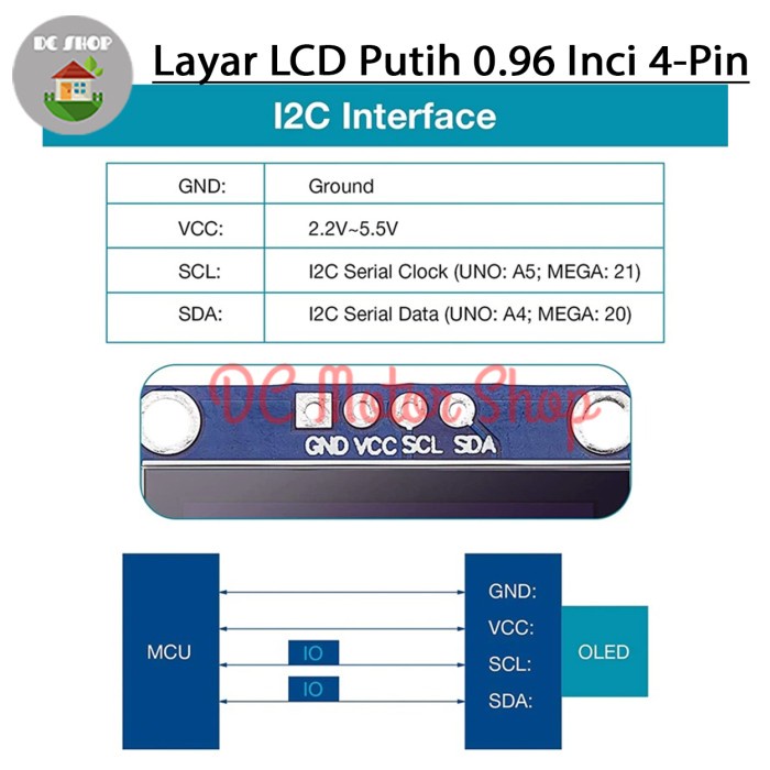 Jual Mantap Oled White Putih 0.96 Inch I2C Iic 128X64 Display Module