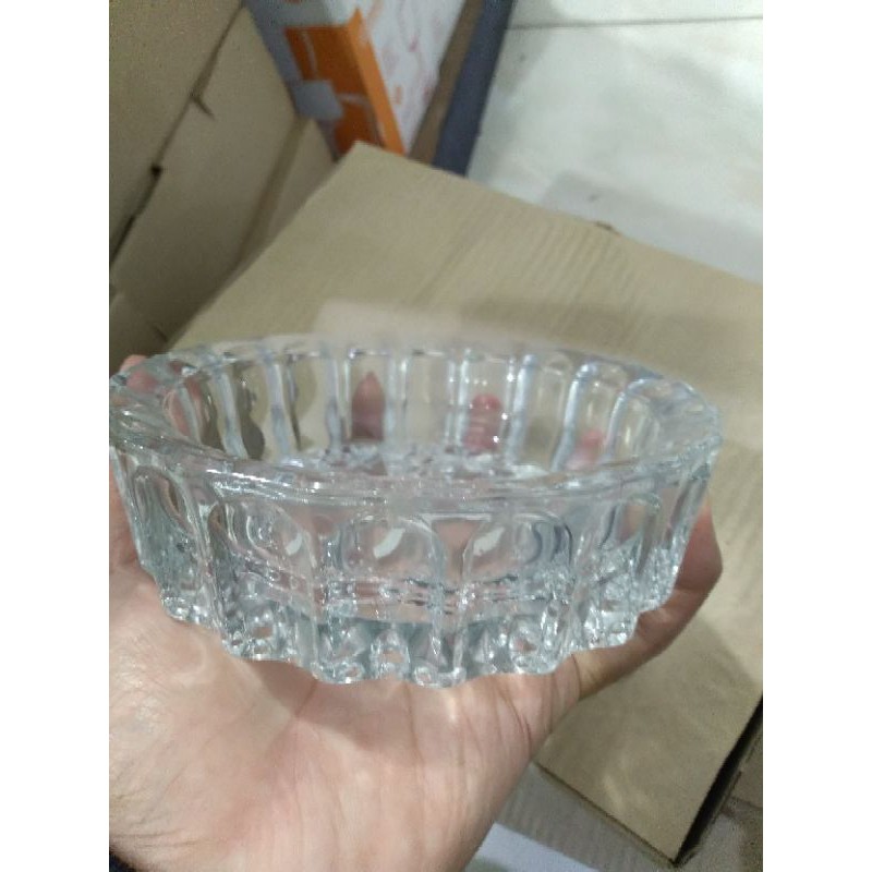 Jual Asbak Rokok Bundar Tebal Kaca Kristal 14 cm Motif Ulir Tebal ...