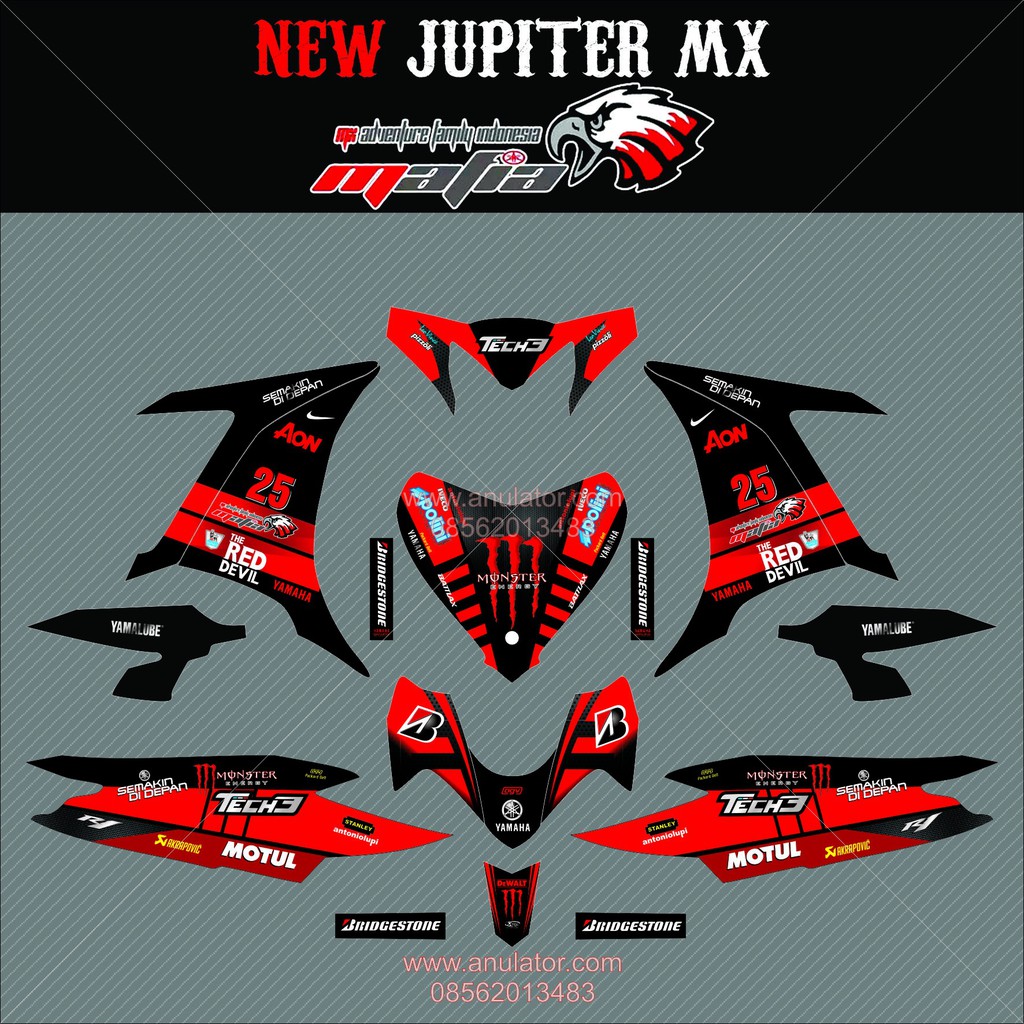 Jual Sticker striping motor stiker Yamaha New Jupiter MX Mafia SPEC A ...