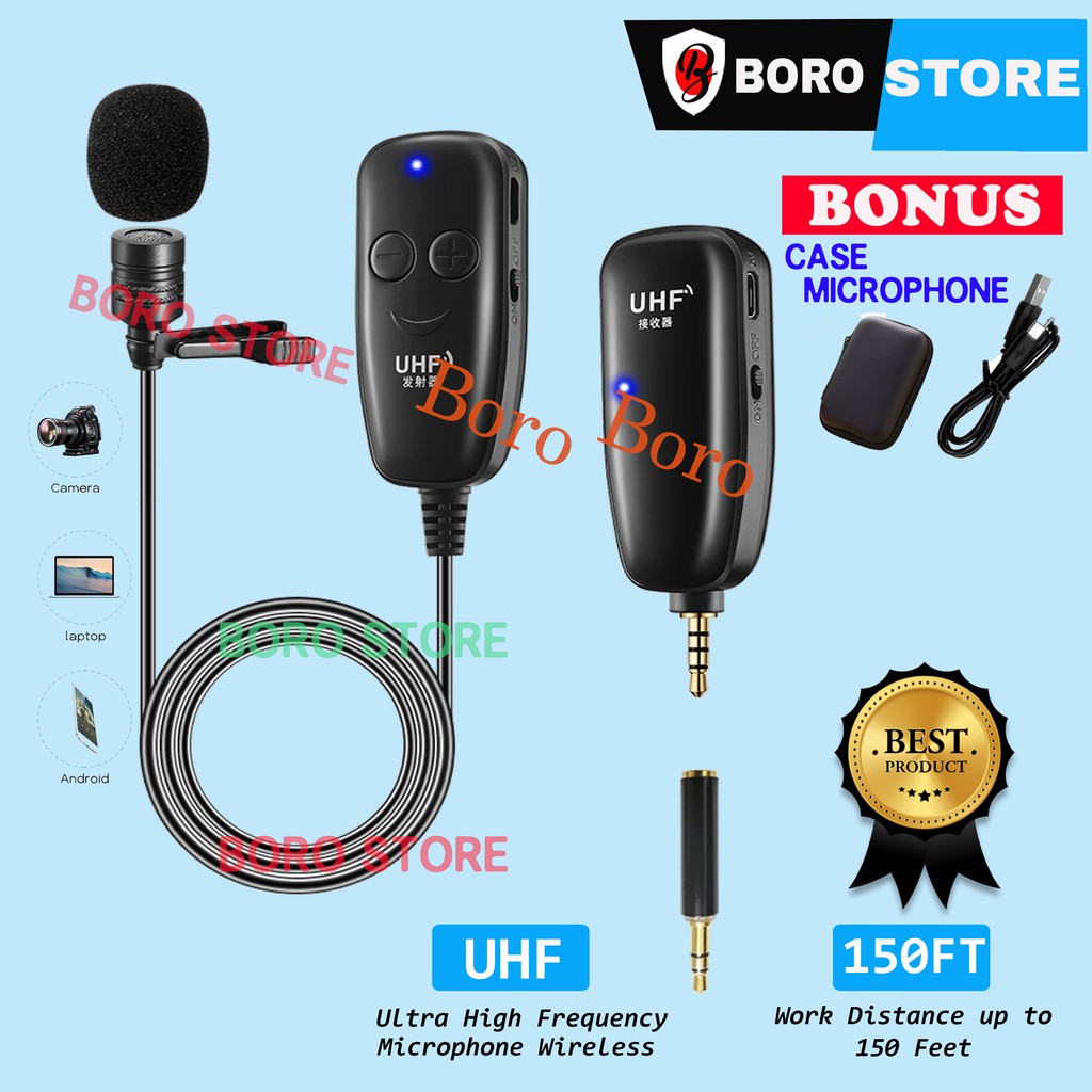 Jual Microphone Mic Clip On Wireless UHF 2.4G Smartphone HP Laptop Vlog
