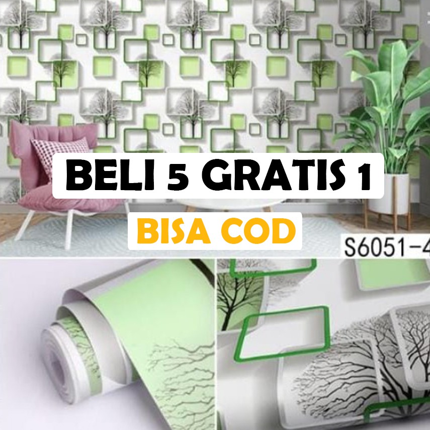 Jual Beli Free Rol Wallpaper Dingding Motif D Kotak Biru Bisa