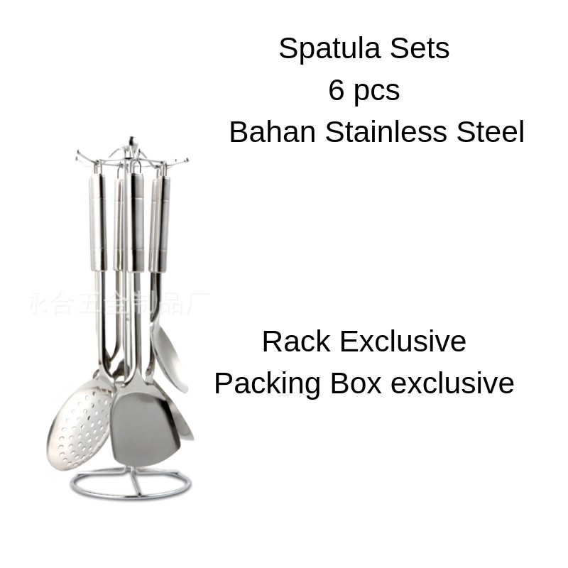 Jual Spatula Set 6 Pcs + Rack / Spatula Stainless Steel TEBAL / Sodet ...
