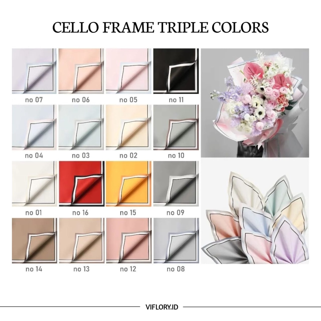 Jual Kertas Buket Cellophane Frame Triple Colors [WAJIB TAMBAHKAN DUS ...