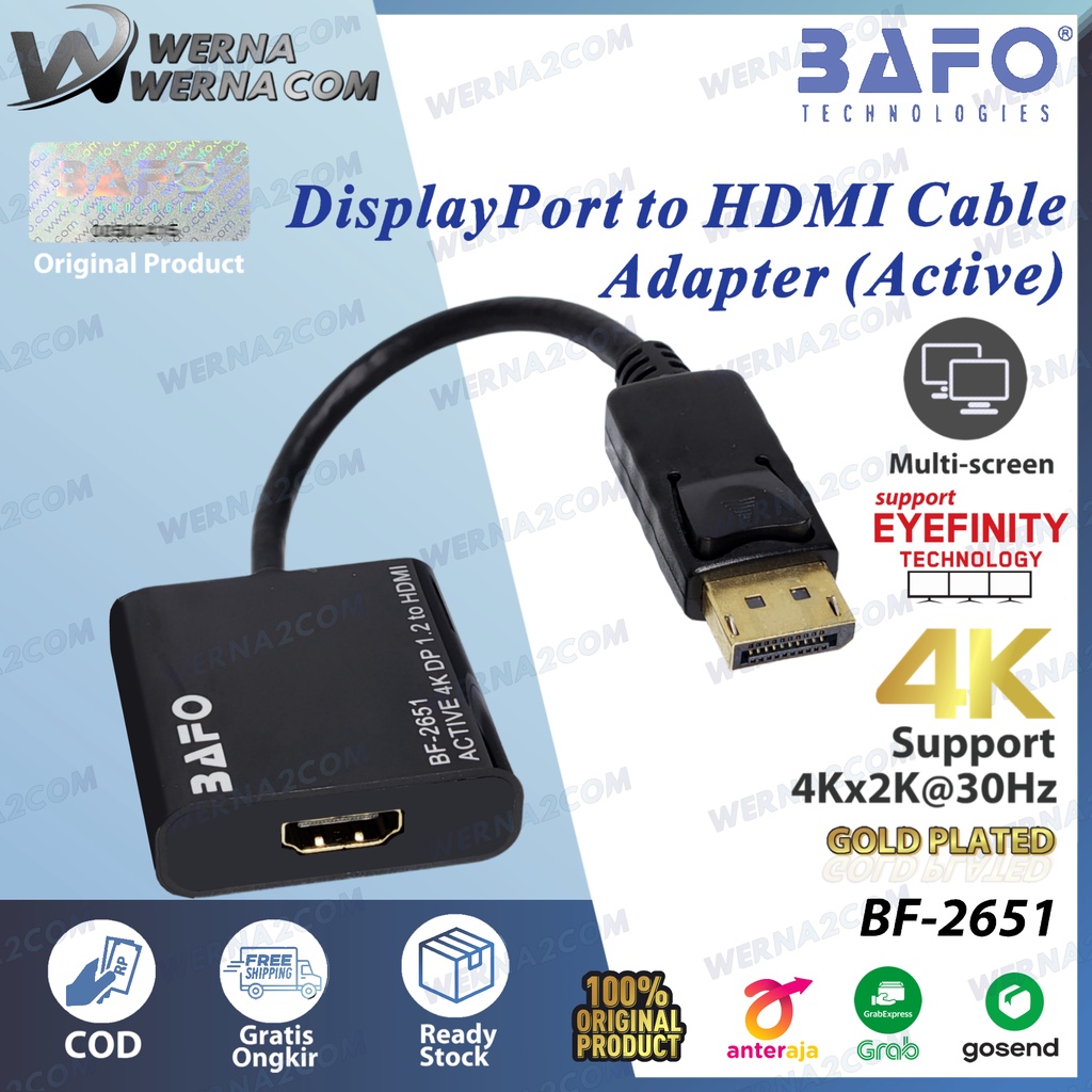 Jual BAFO Display port to HDMI Adapter Active support 4K Resolution BF