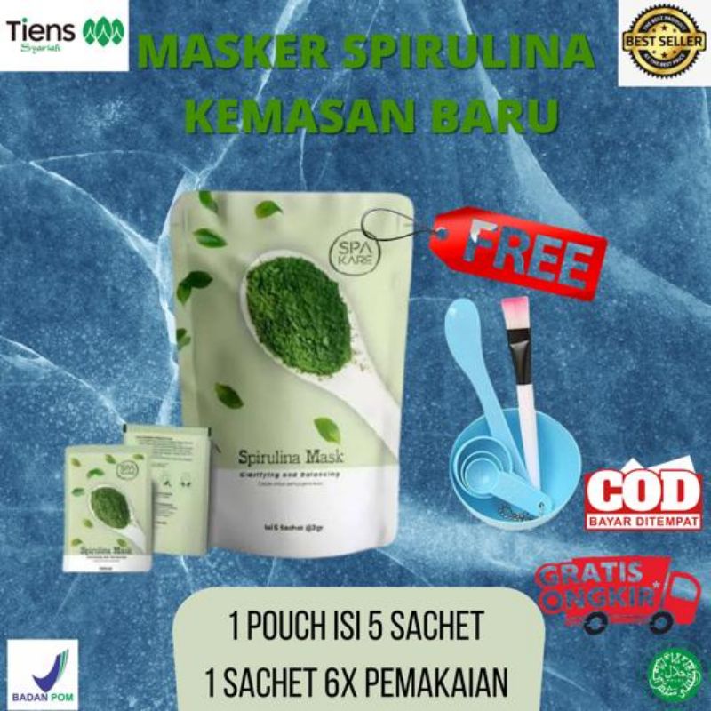 Jual SPAKARE SPIRULINA MASK TIENS ORIGINAL COCOK UNTUK SEMUA JENIS