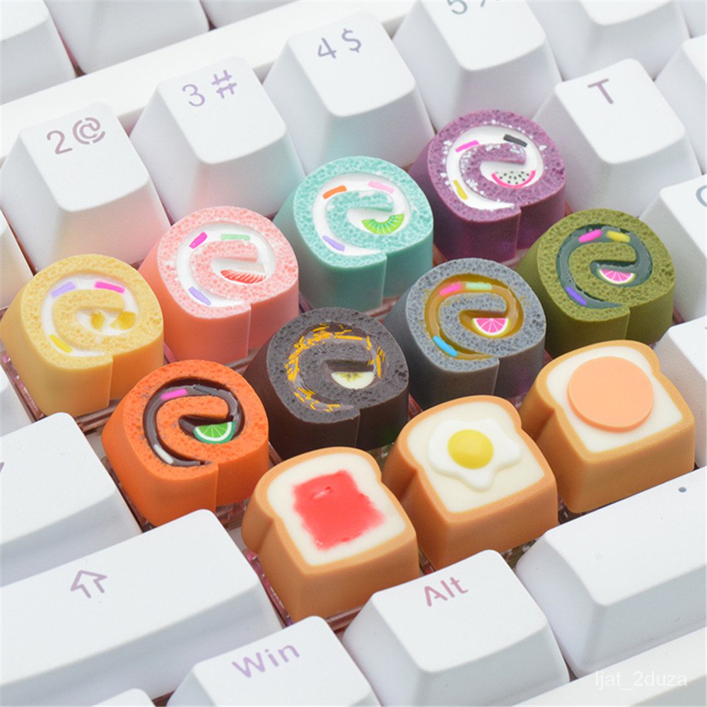 Jual Personality Resin Keycaps Breakfast Series Swiss Roll Bread Keycap ...
