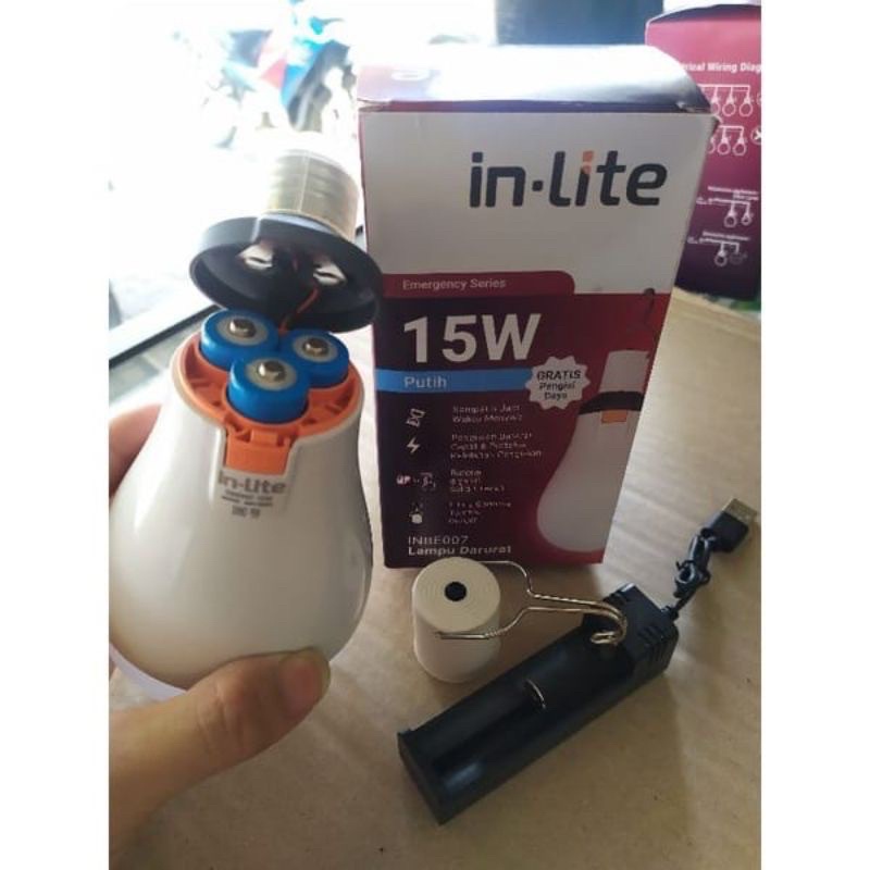 Jual Lampu IN-LITE LED Bulb Emergency AC/DC + Batrai 13 Watt ,18 Watt ...