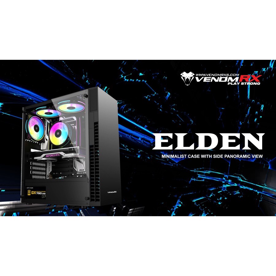 Jual Venom Rx Case Elden Black - 3 Fan RGB Venomrx Tempered Casing ...