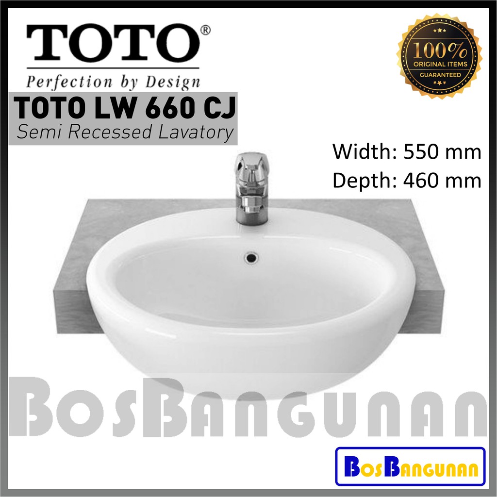 Jual Wastafel Semi Recessed Toto Lw 660 Cj Wastafel Meja Setengah