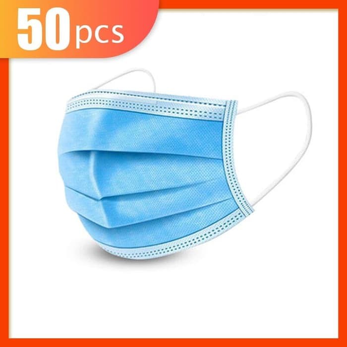 Jual Masker 3 Ply 3Ply Isi 50 Disposable Masker Anti Virus Tebal ...