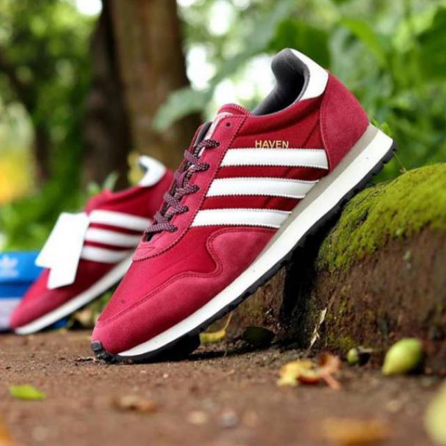 Jual PROMO SPESIAL ADIDAS HAVEN MAROON LIS WHITE PREMIUM ORIGINAL SNEAKERS CASUAL Shopee Indonesia