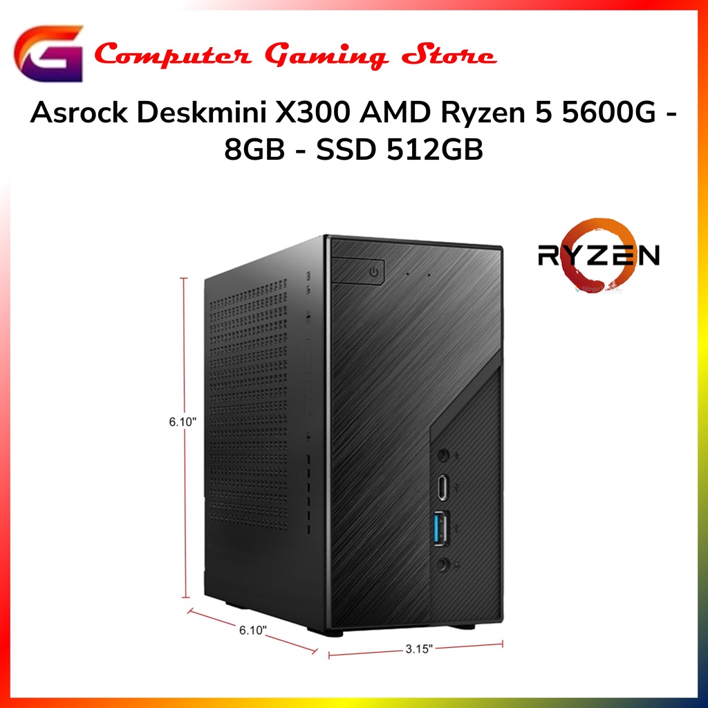 Jual Asrock Deskmini X300 AMD Ryzen 5 5600G - 8GB - SSD 512GB NVME