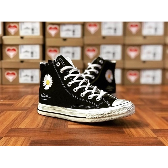 Peaceminousone G Dragon X Converse Chuck Taylor 70s HI Black Daisy