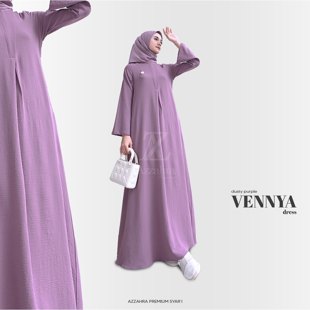 Jual Vennya Dress Dusty Purple Azzahra Premium Syari Shopee