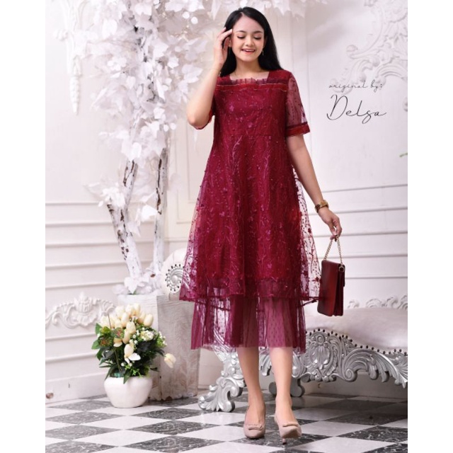 Jual (COD)dress tille dewasa/ dress tille natal/ dress wanita fashion