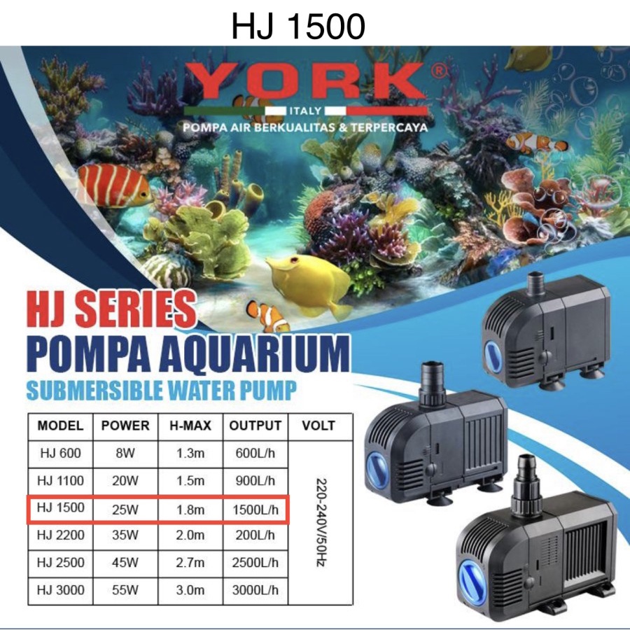 Jual Pompa Celup Aquarium kecil York HJ 1500 submersible water pump 25