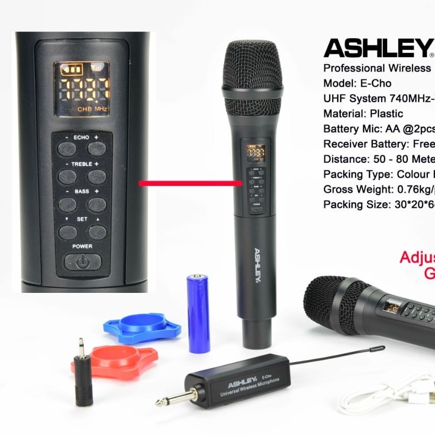 Jual Mic Wireless Ashley E Cho Mic Ashley Echo Original Mic Pegang