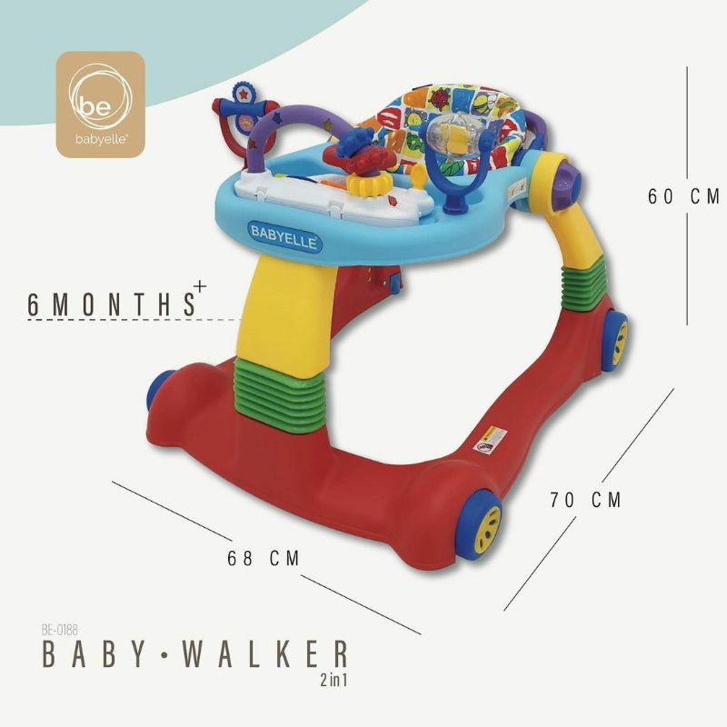 Jual BABY WALKER 2 IN 1 BABYELLE BE 0188 kereta belajar jalan Baby