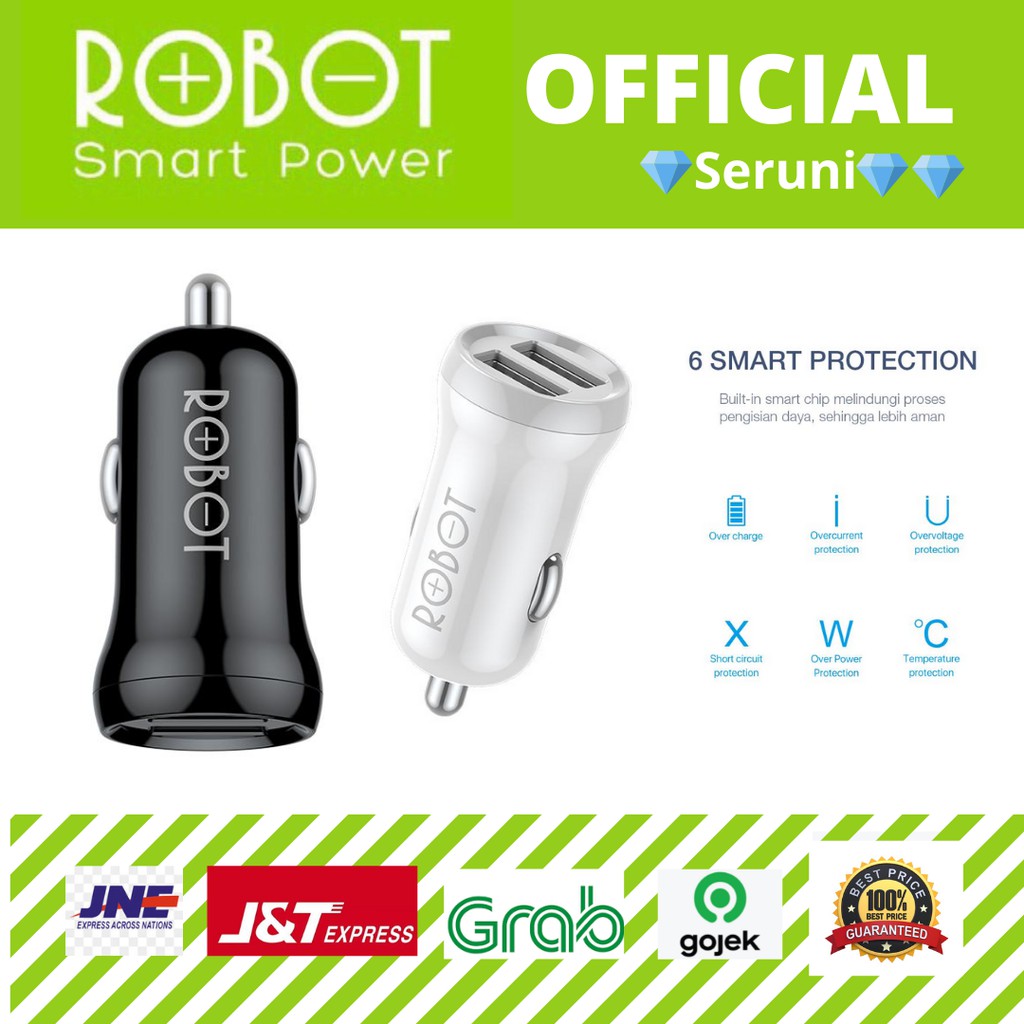 Jual (SERUNI) CAR CHARGER ROBOT RTC07 2,4A DUAL PORT ORIGINAL Shopee