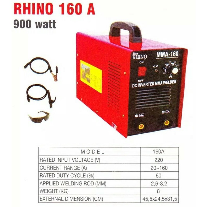 Jual Mesin Las Inverter Mma Rhino 160a Trafo Las Rhino 160a Shopee