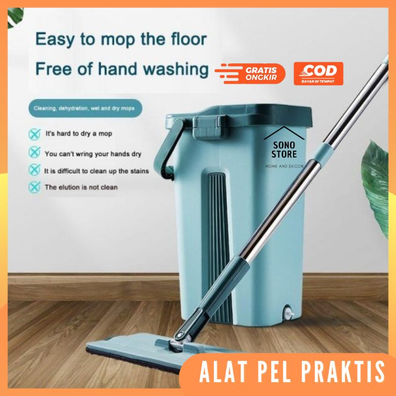 Jual Alat Pel Pembersih Lantai Praktis Otomatis Set Persegi Panjang Ultra Mop Kain Pel Lantai