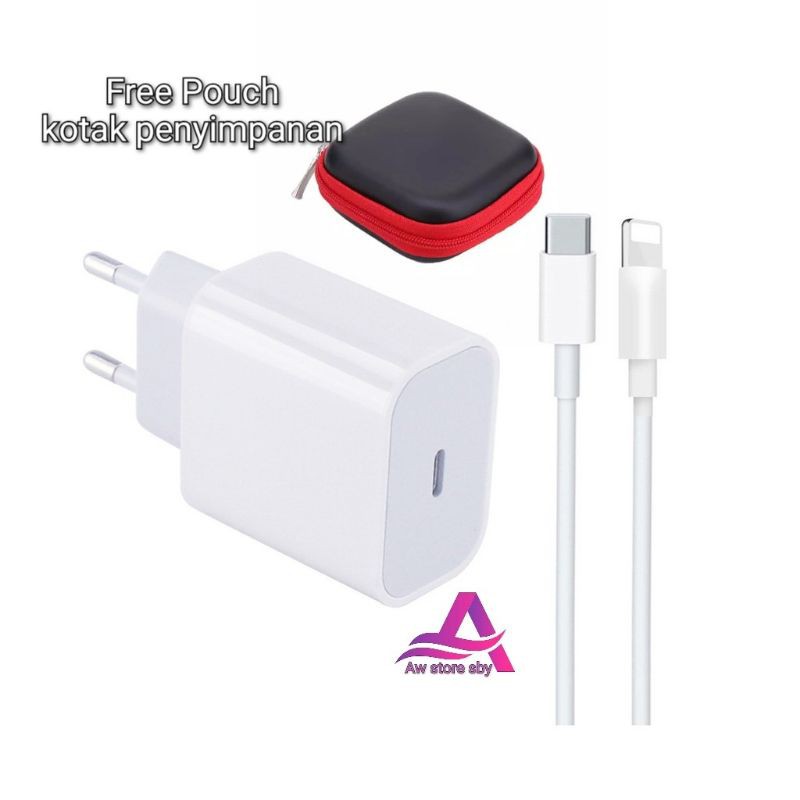 Adaptor 20W CHARGER USB C TO LIGHTNING iphone 11/ 11 pro/ 11 pro max [Fee  Pouch]