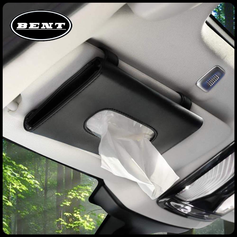(COD) Ready Stock Tempat Tisu Mobil Gantung Sun Visor Jepit PU Leather