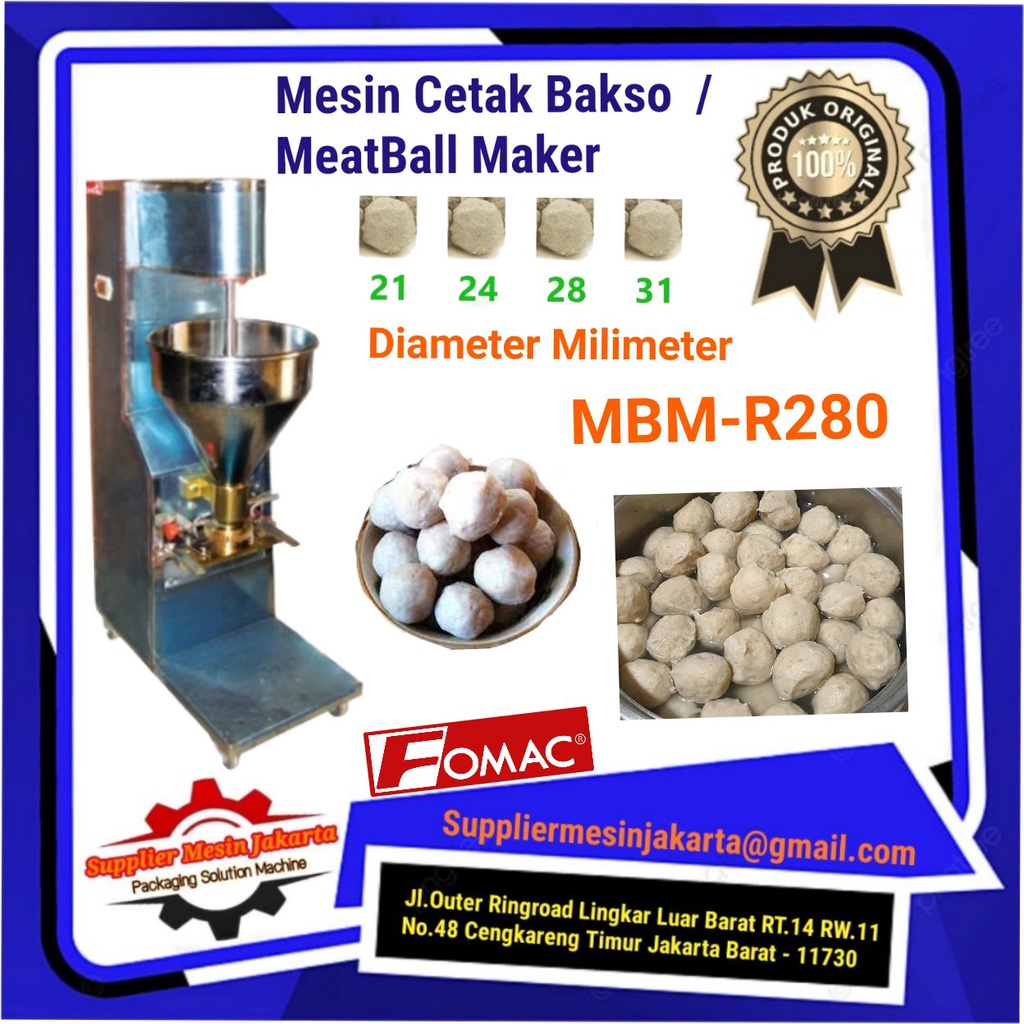 Jual Mesin Cetak Pentol Bakso Cilok Meat Ball Maker Mbm R280 Fomac