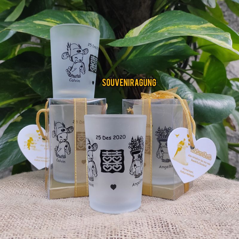 Jual Souvenir Gelas Beling Dove Kemas Mika Custom Nama Gambar Logo Souvenir Pernikahan Shopee 6241