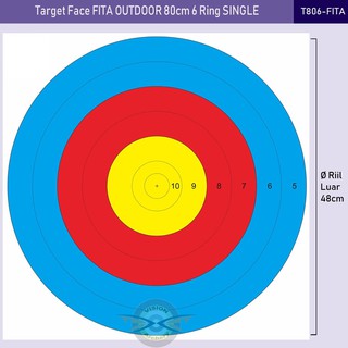 Jual Print Target 80cm 6 Ring Single Fita Target Face Standar / Print ...