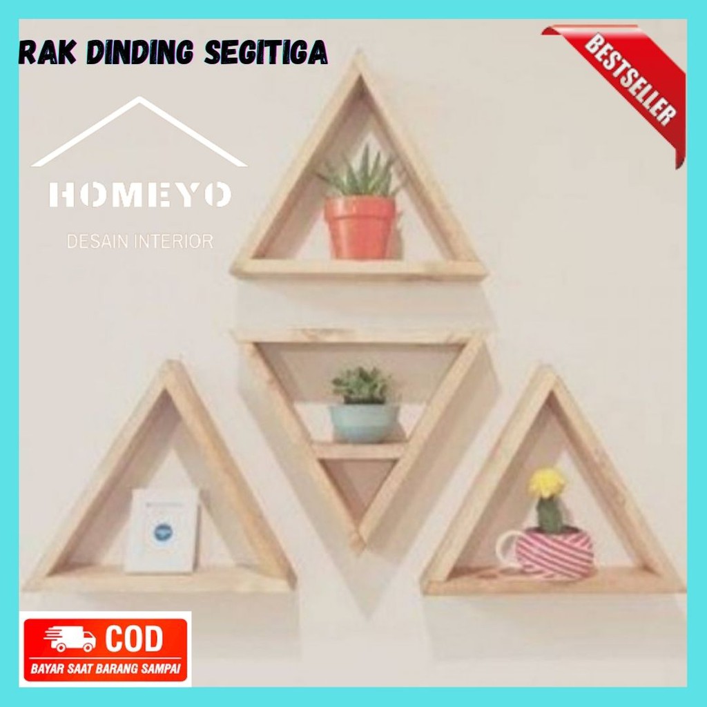 Jual Rak Dinding Kayu Furniture Hiasan Dinding Model Segitiga Murah ...