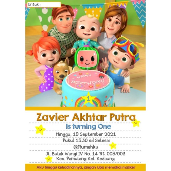 Jual Undangan Ulang Tahun / Birthday Invitation Tema Cocomelon | Shopee