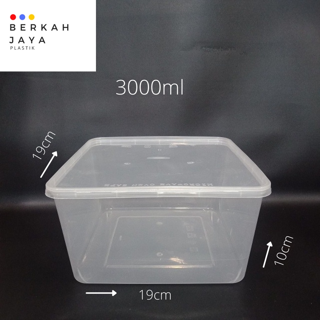 Jual Thinwall Square Food Container Kotak Makan Plastik 3000ml