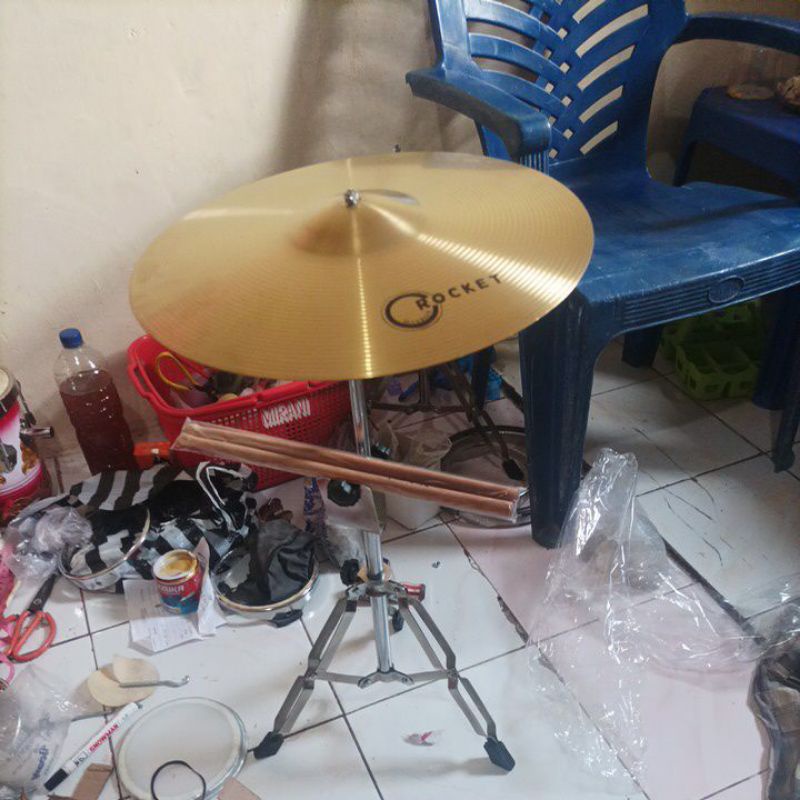 Jual 1Set Stand plus Simbal cymbal rocket bahan kuningan asli 12inc ...