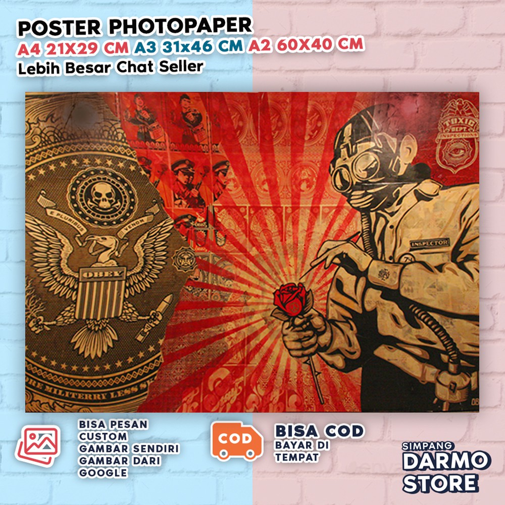 Jual Poster Obey Versi Vintage Rusia Retro Merah Hitam Poster Seniman ...