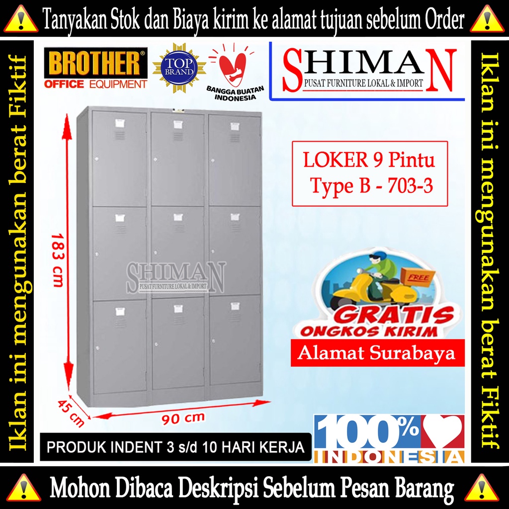 Jual Lemari Loker 9 Pintu Besi B 703-3 BROTHER | Shopee Indonesia