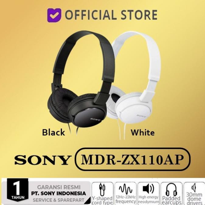 Jual Sony Headphones MDR ZX110 AP / MDR-ZX110AP - Black | Shopee Indonesia