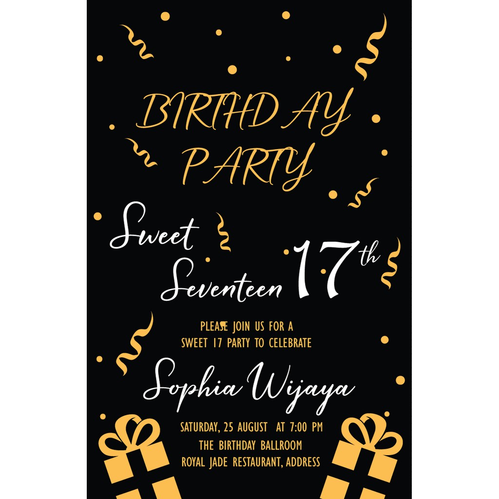 Jual Undangan Ulang Tahun Background Hitam 2 | Shopee Indonesia